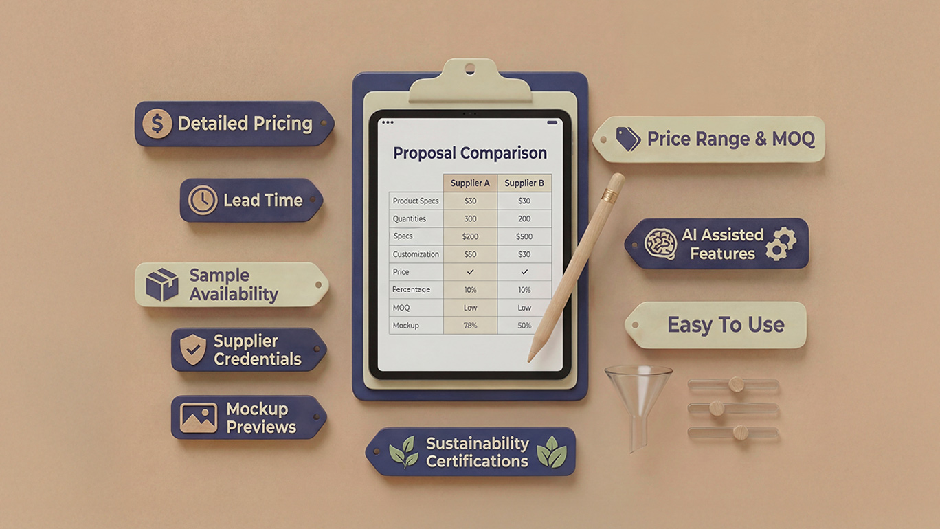 Quote comparison interface showing side-by-side pricing and supplier details