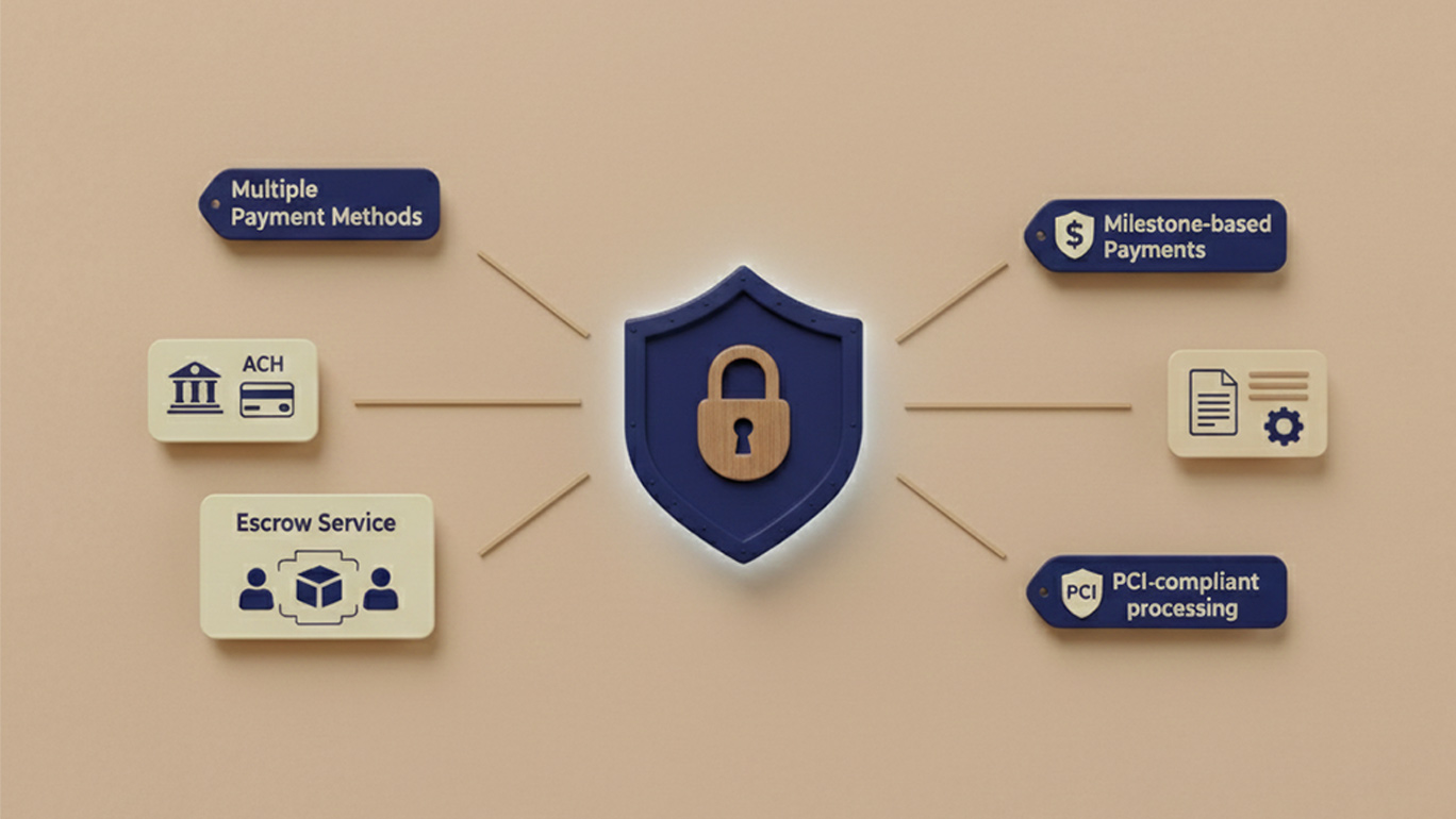 Secure payment interface with multiple payment options and security badges